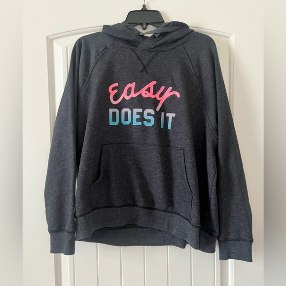 Old Navy Tops - Old Navy XL Blue Easy Does It Hoodie Sweatshirt Women’s Cropped Oversized Soft